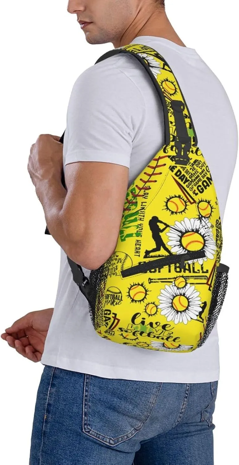 Softball Sling Bag Crossbody Chest Backpack Sport Shoulder Bag Casual Daypacks
