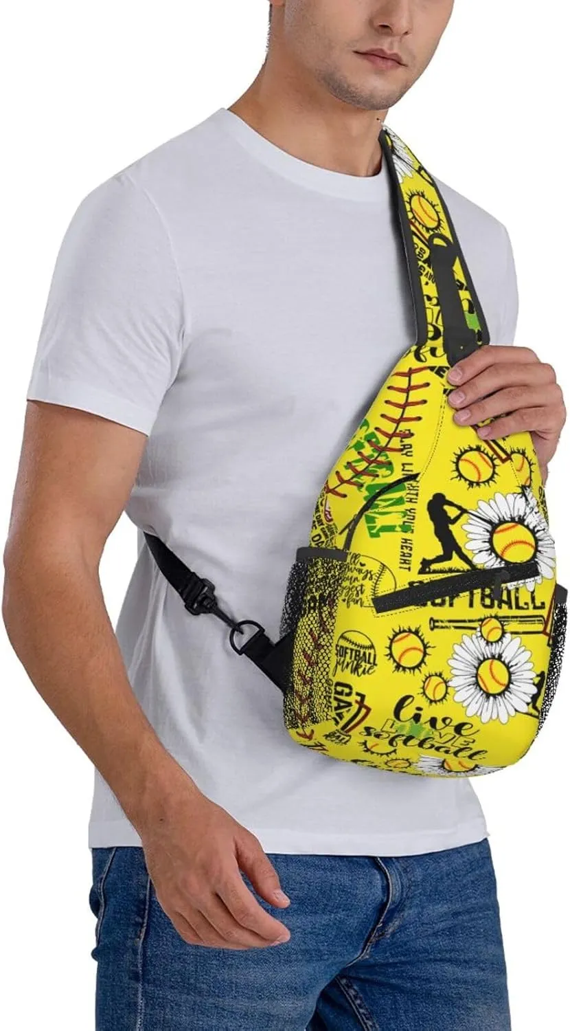 Softball Sling Bag Crossbody Chest Backpack Sport Shoulder Bag Casual Daypacks