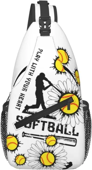 Softball Sling Bag Crossbody Chest Backpack Sport Shoulder Bag Casual Daypacks