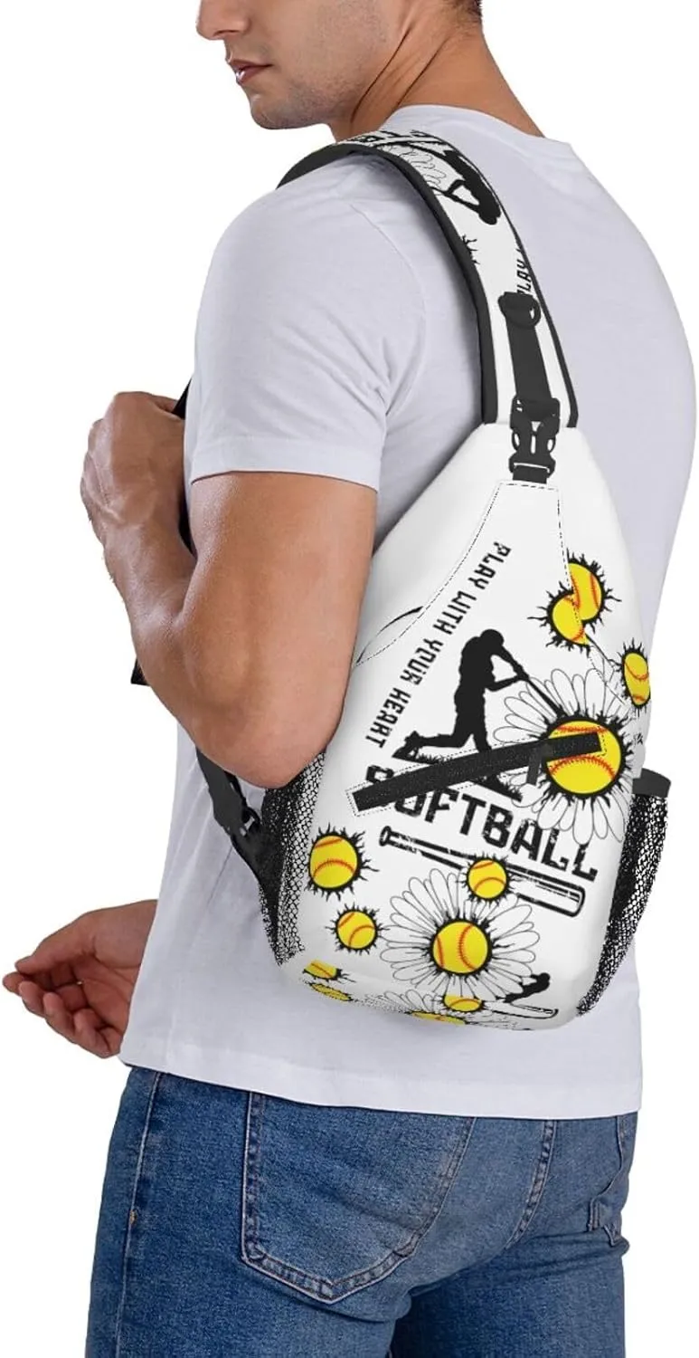 Softball Sling Bag Crossbody Chest Backpack Sport Shoulder Bag Casual Daypacks