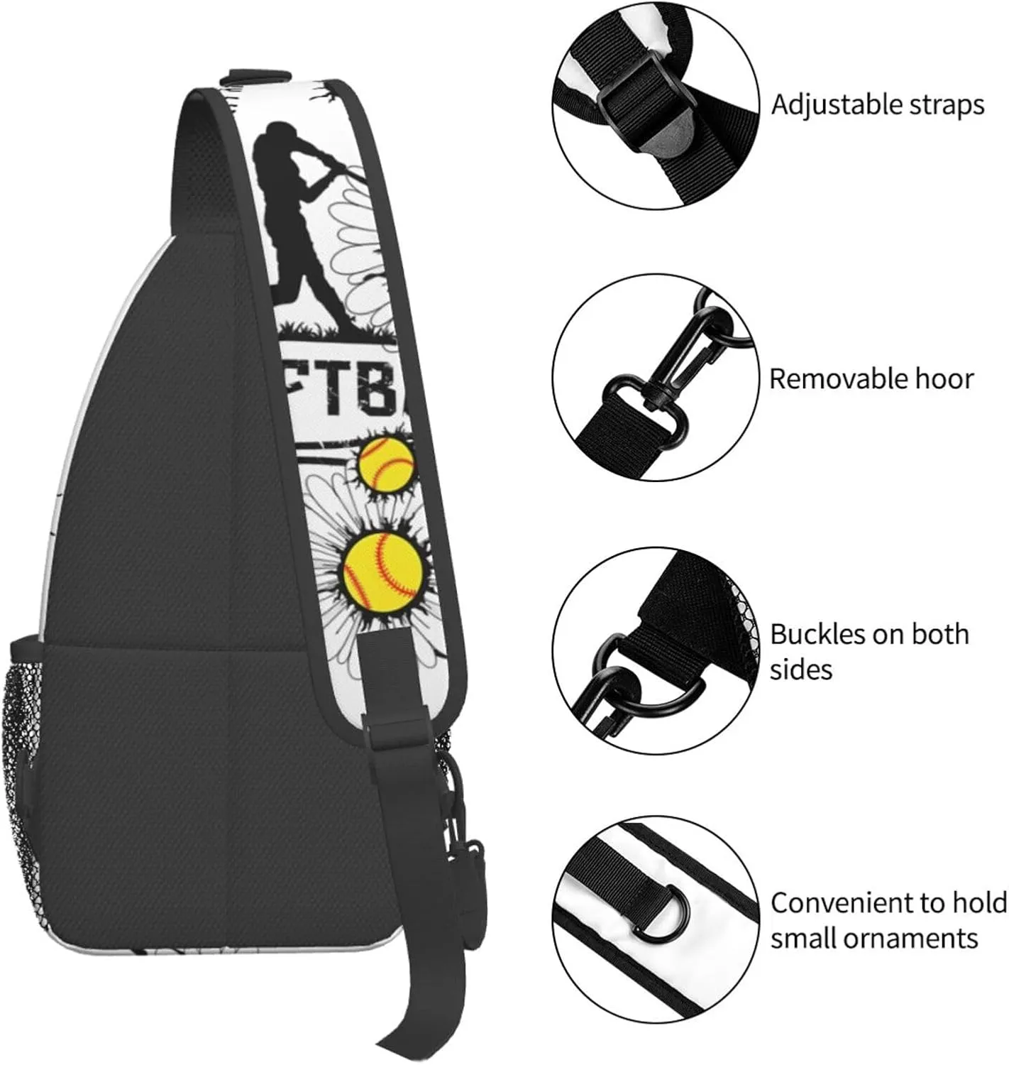 Softball Sling Bag Crossbody Chest Backpack Sport Shoulder Bag Casual Daypacks