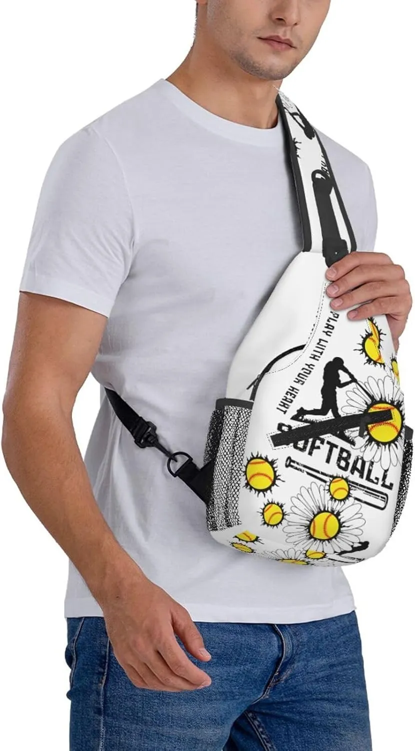 Softball Sling Bag Crossbody Chest Backpack Sport Shoulder Bag Casual Daypacks