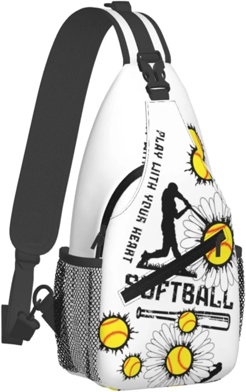 Softball Sling Bag Crossbody Chest Backpack Sport Shoulder Bag Casual Daypacks