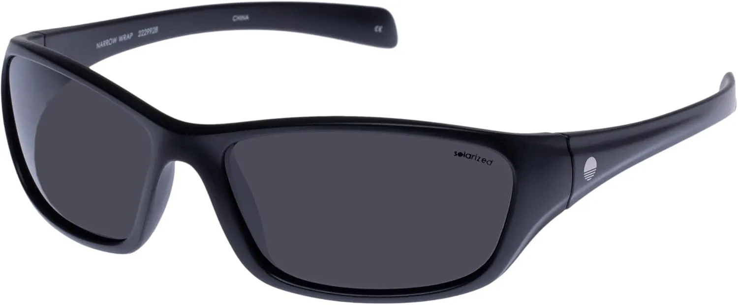 Solarized Narrow Wrap Sunglasses - Matte Black, Wrap, Men's, Sporty Style