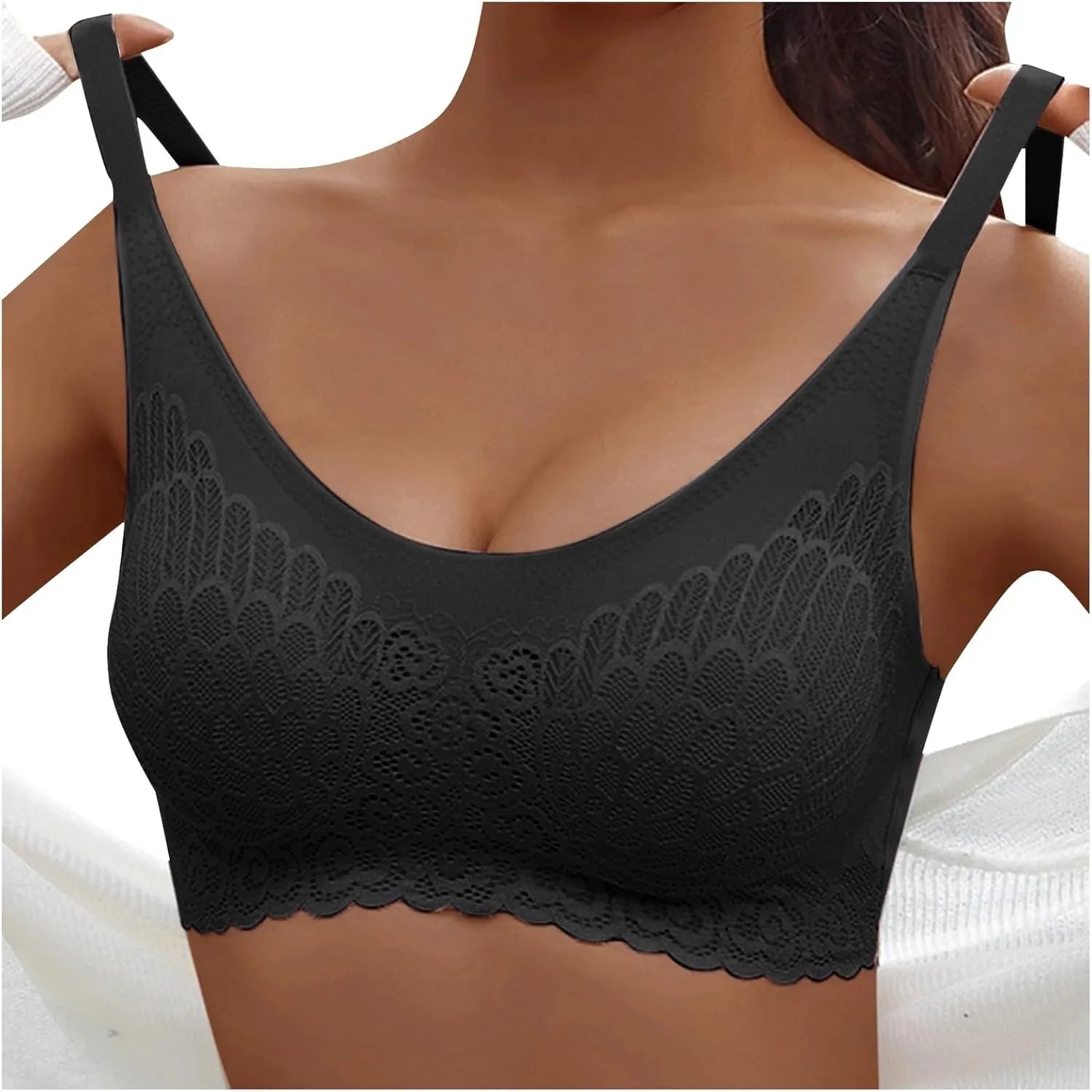 Sporty Bras for Women Push Up Comfort Wirefree Bra Trendy Seamless Tank Soft Full-Coverage Comfortable Everyday Wear