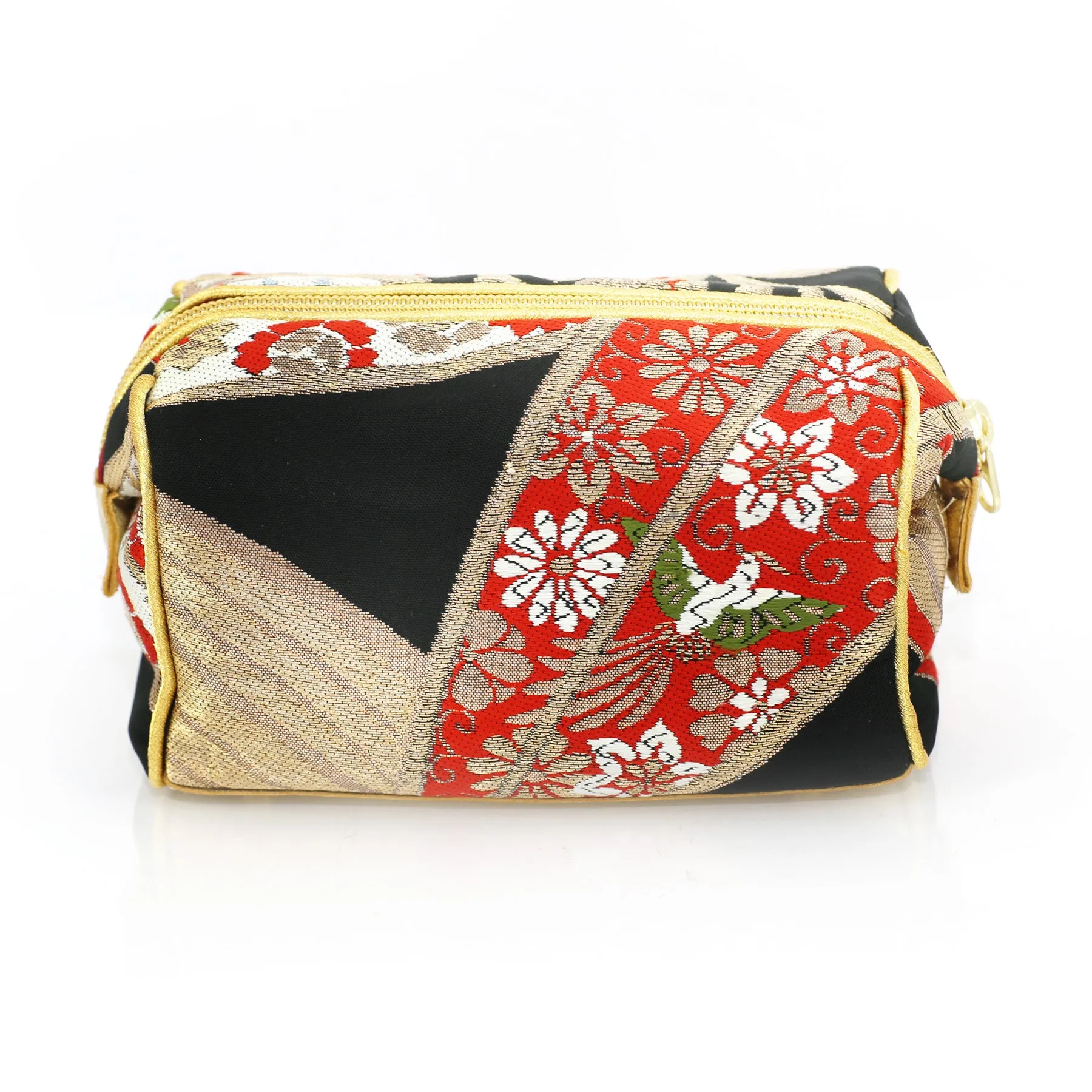 Spring Bird Bamboo Kimono Travel / Make-up Bag | Upcycled Kimono Obi Silk