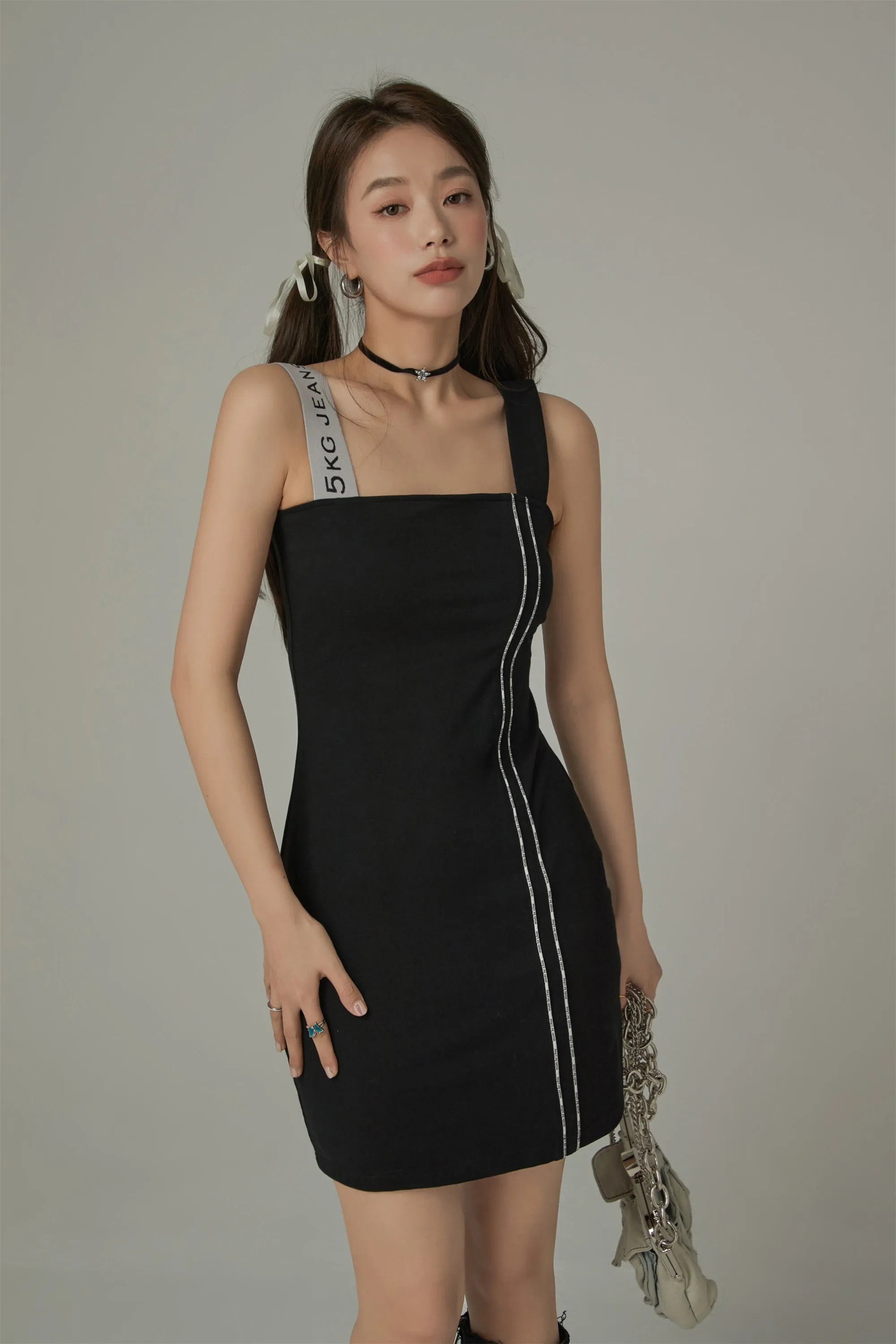 Square Neck Line Point Mini Dress
