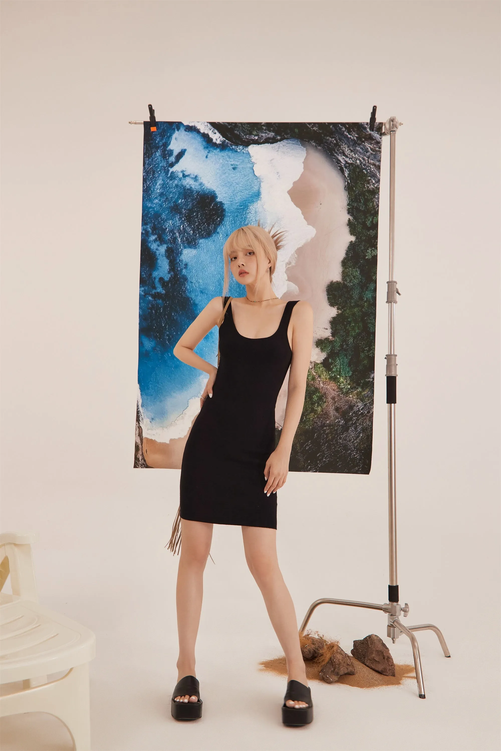 Square-Neck Slimfit Mini Dress