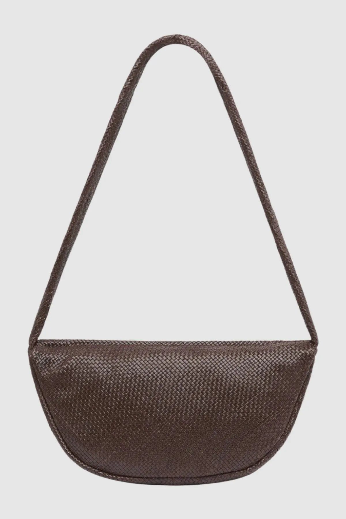 St Agni Woven Crescent Bag in Chocolate