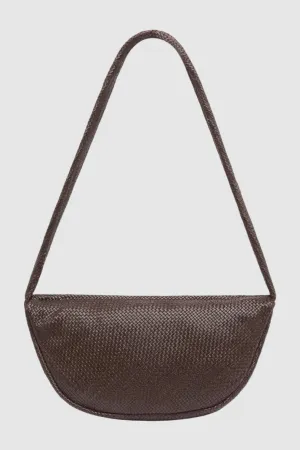 St Agni Woven Crescent Bag in Chocolate