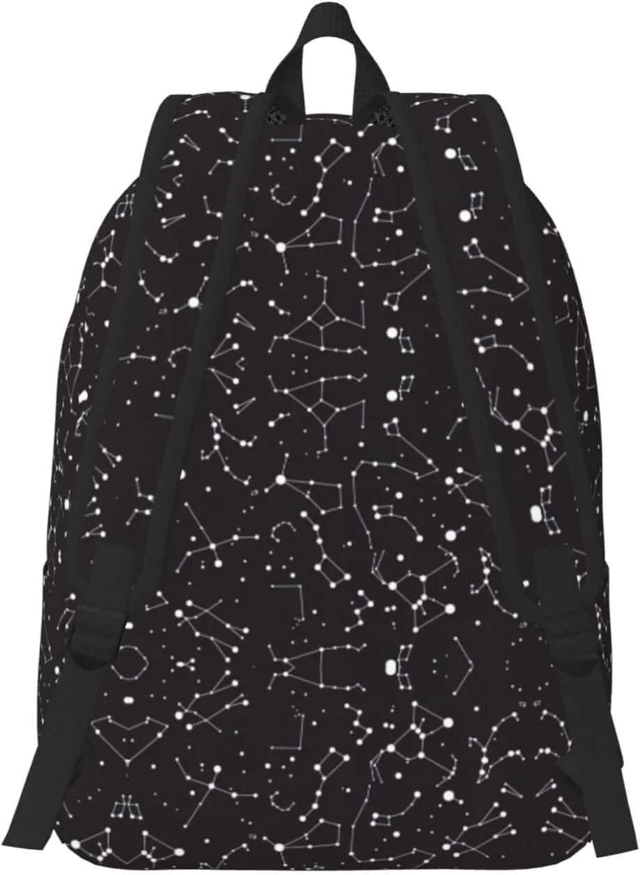 Starry Divination Constellation Print Canvas Backpack Women,Mens Travel Casual Daypack Bookbag For Laptop Work Travel Hiking