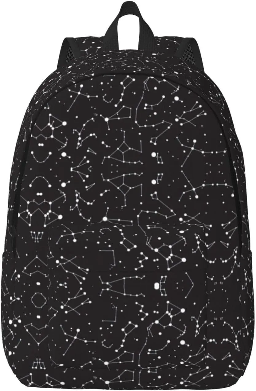 Starry Divination Constellation Print Canvas Backpack Women,Mens Travel Casual Daypack Bookbag For Laptop Work Travel Hiking