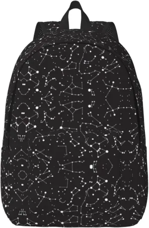 Starry Divination Constellation Print Canvas Backpack Women,Mens Travel Casual Daypack Bookbag For Laptop Work Travel Hiking
