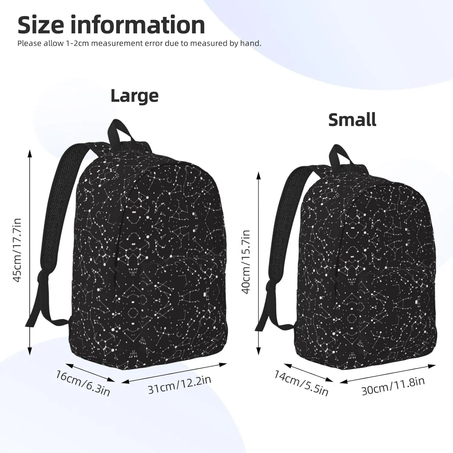 Starry Divination Constellation Print Canvas Backpack Women,Mens Travel Casual Daypack Bookbag For Laptop Work Travel Hiking