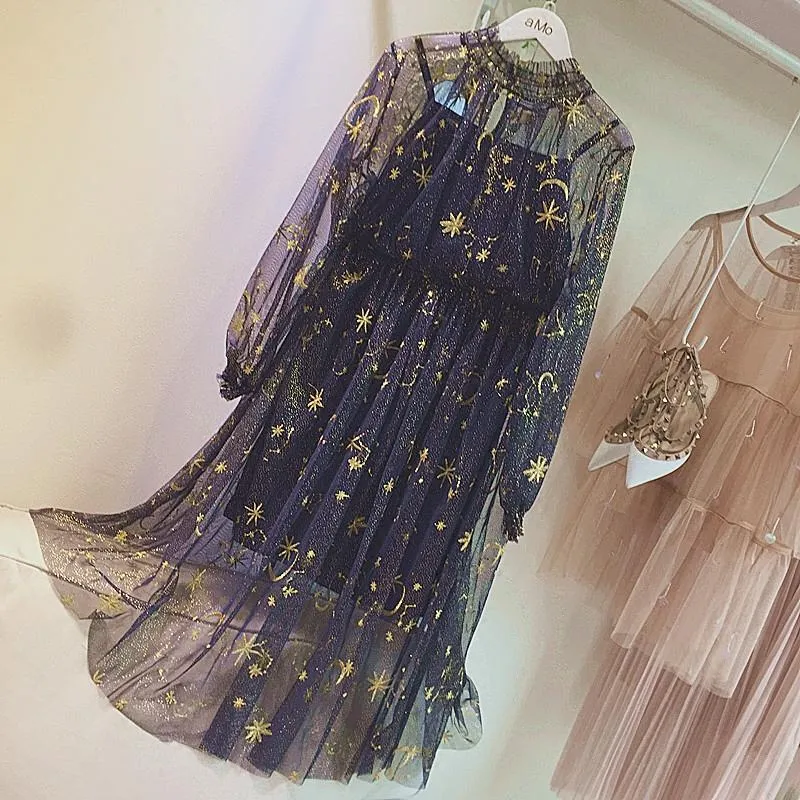 Stars Embroidery Galaxy Gauze Dress AD10018
