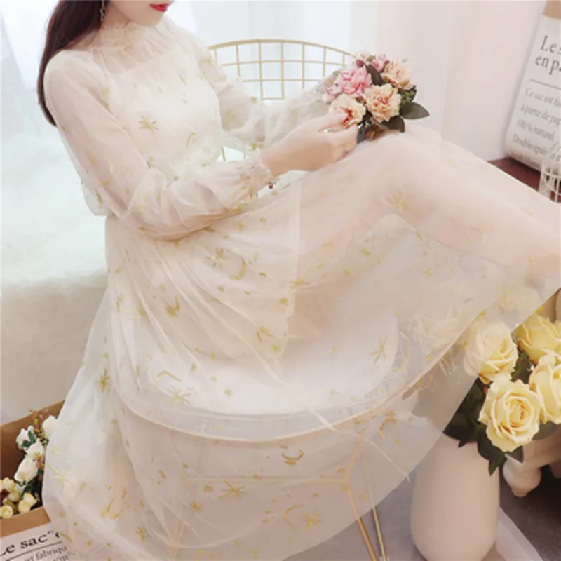 Stars Embroidery Galaxy Gauze Dress AD10018
