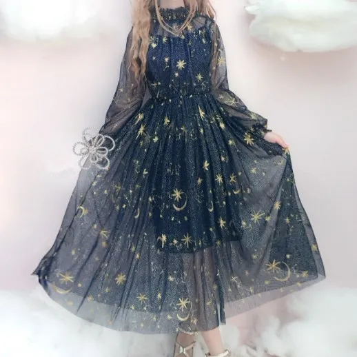Stars Embroidery Galaxy Gauze Dress AD10018