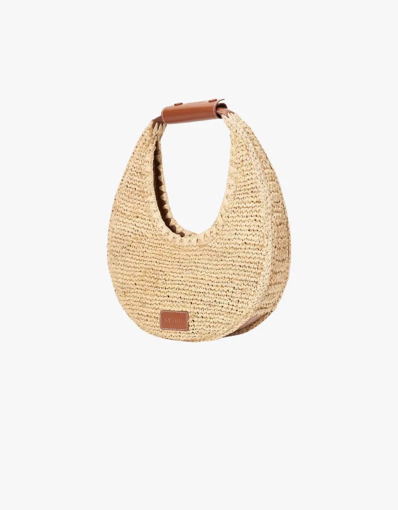Staud Moon Raffia Bag in Natural Raffia