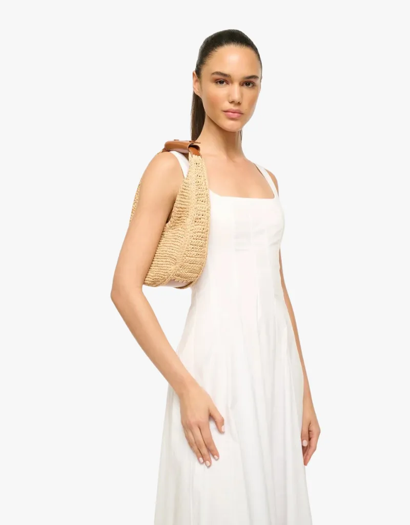 Staud Moon Raffia Bag in Natural Raffia