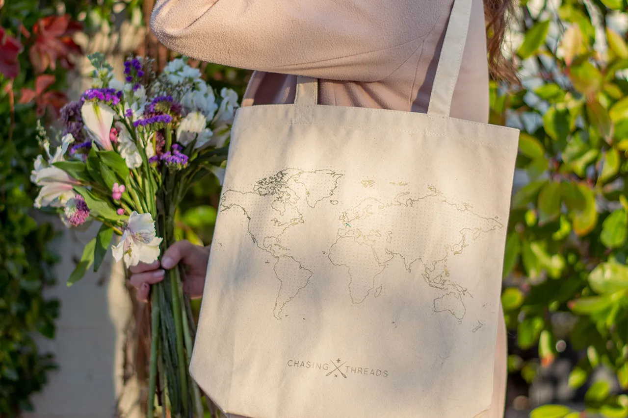 Stitch Tote Bag - Natural Canvas Handles
