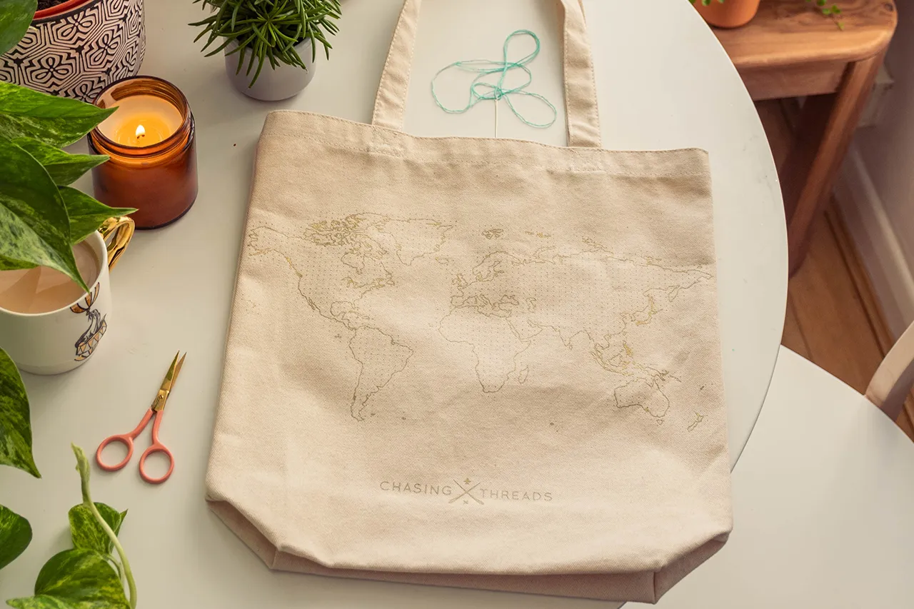 Stitch Tote Bag - Natural Canvas Handles