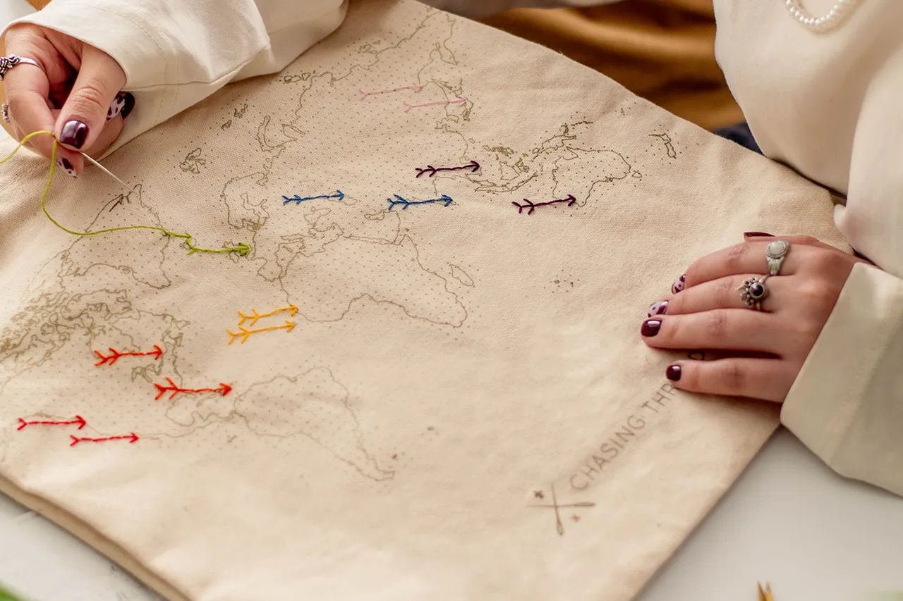 Stitch Tote Bag - Natural Canvas Handles