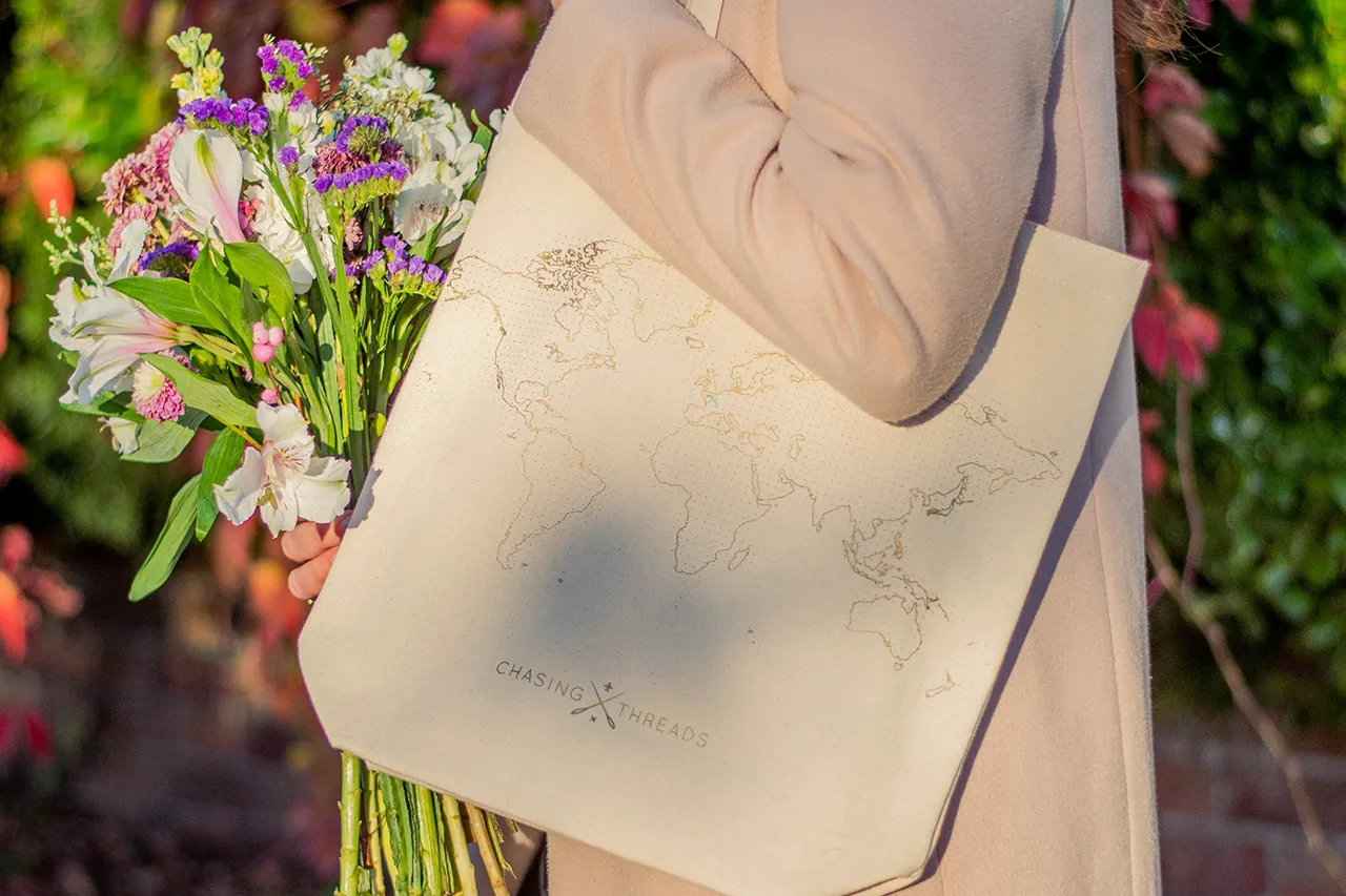 Stitch Tote Bag - Natural Canvas Handles