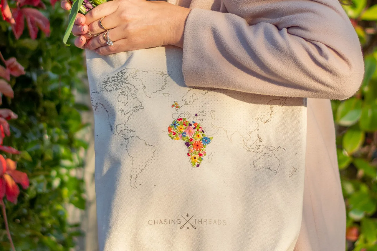 Stitch Tote Bag - Natural Canvas Handles
