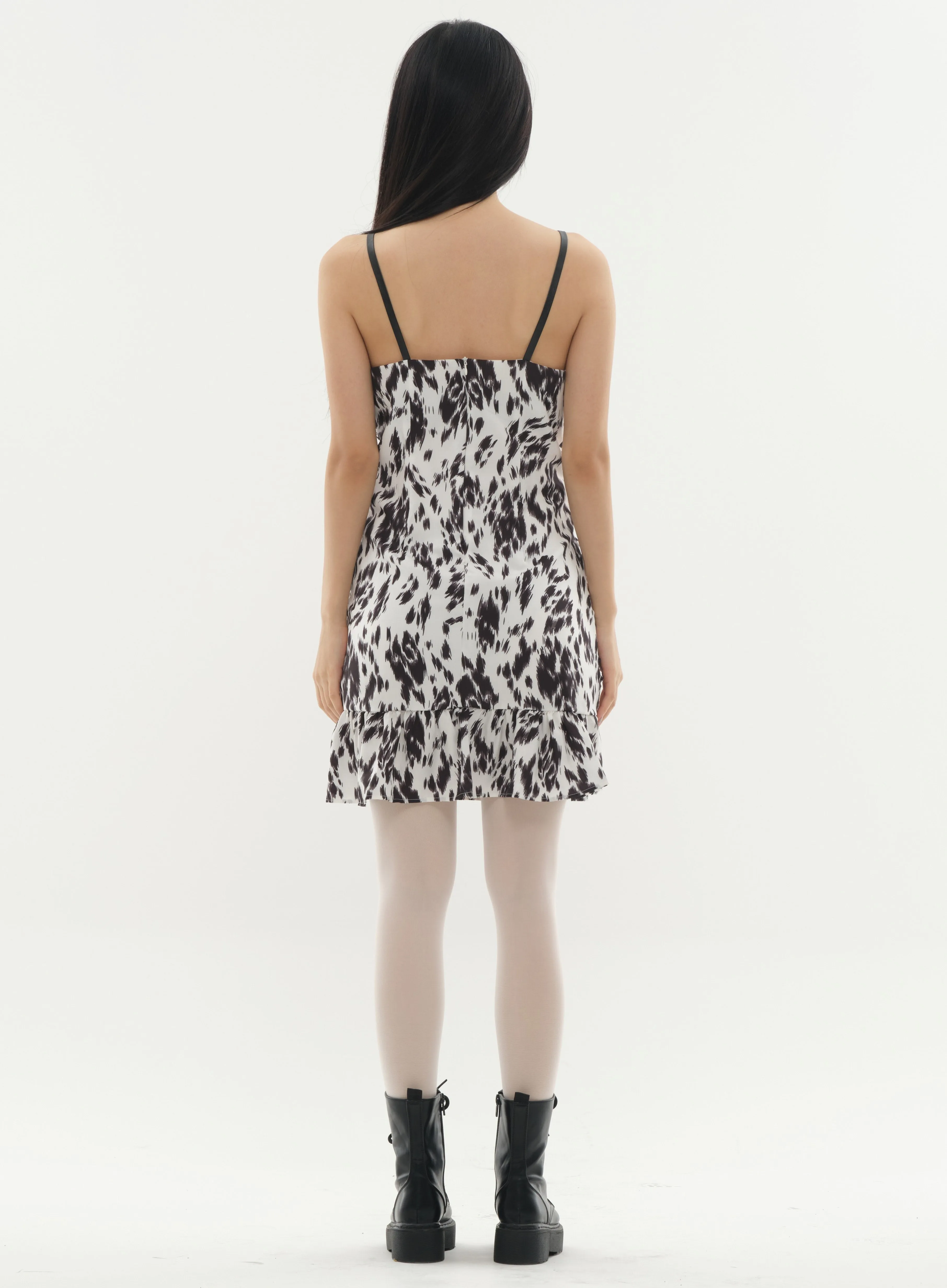 Strap Mini Dress with Mixed Print #Original Kpop #121612