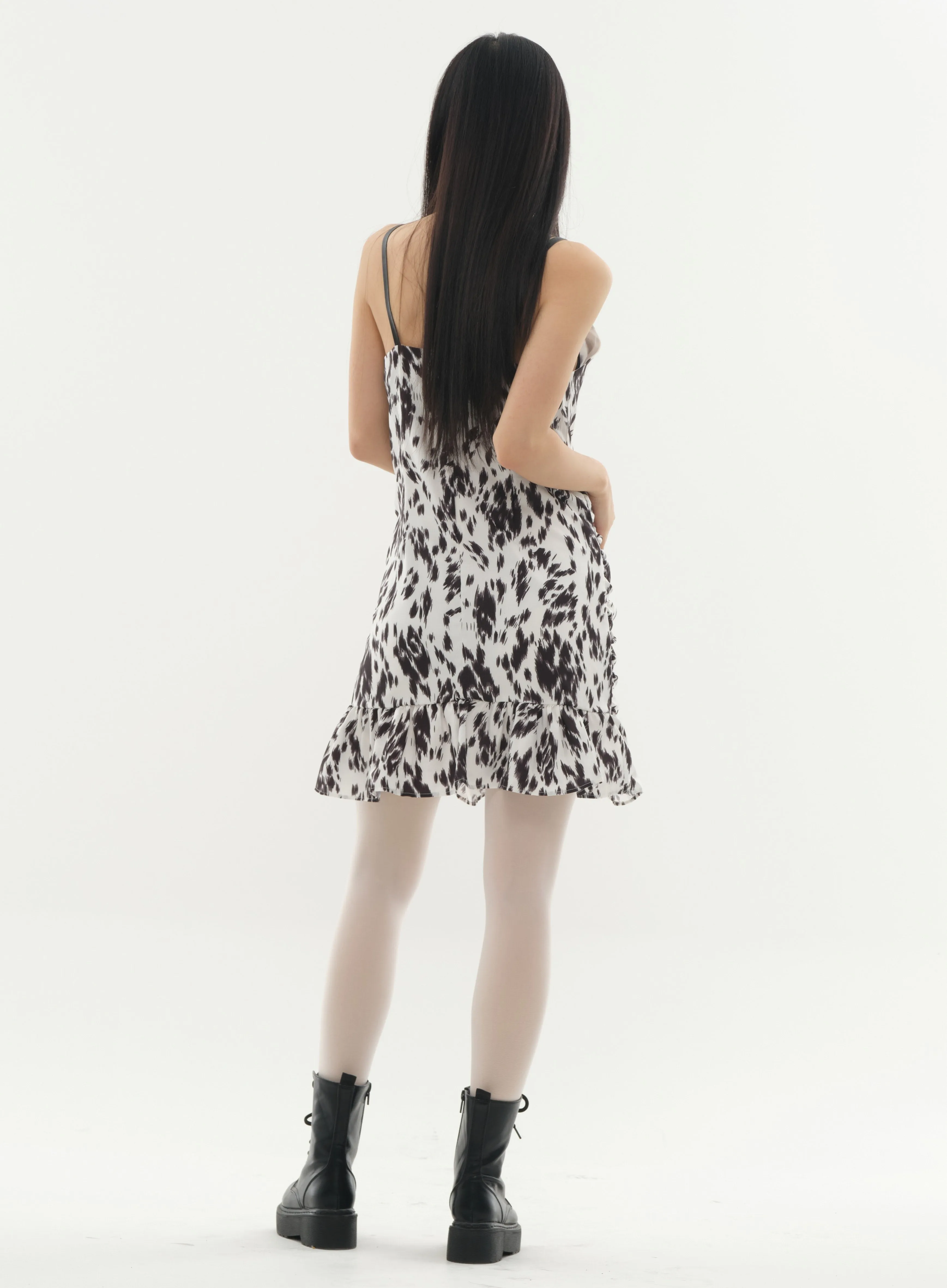 Strap Mini Dress with Mixed Print #Original Kpop #121612