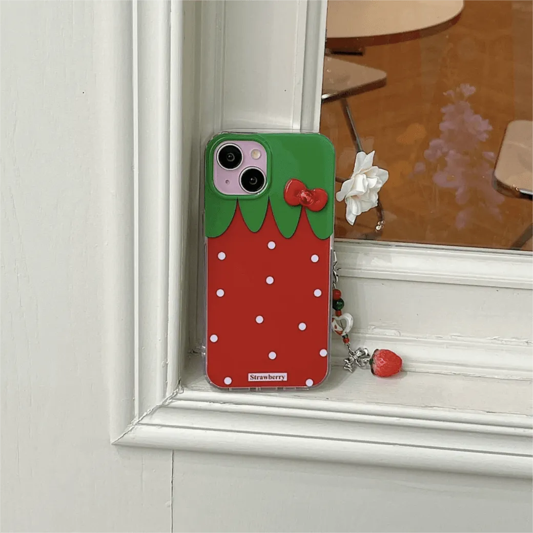 Strawberry Crystal Bowknot iPhone Case