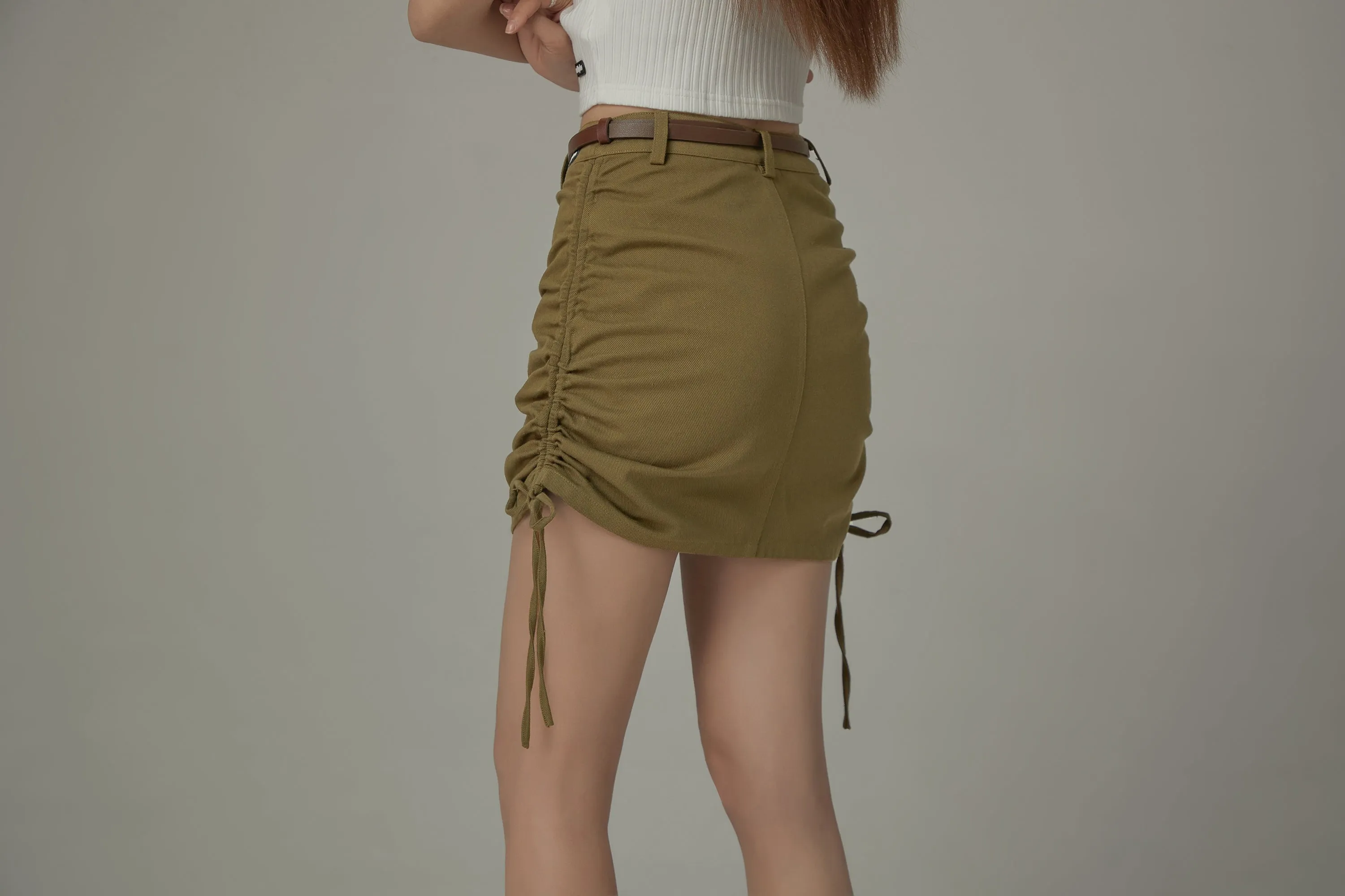 String Shirring Mini Skirt