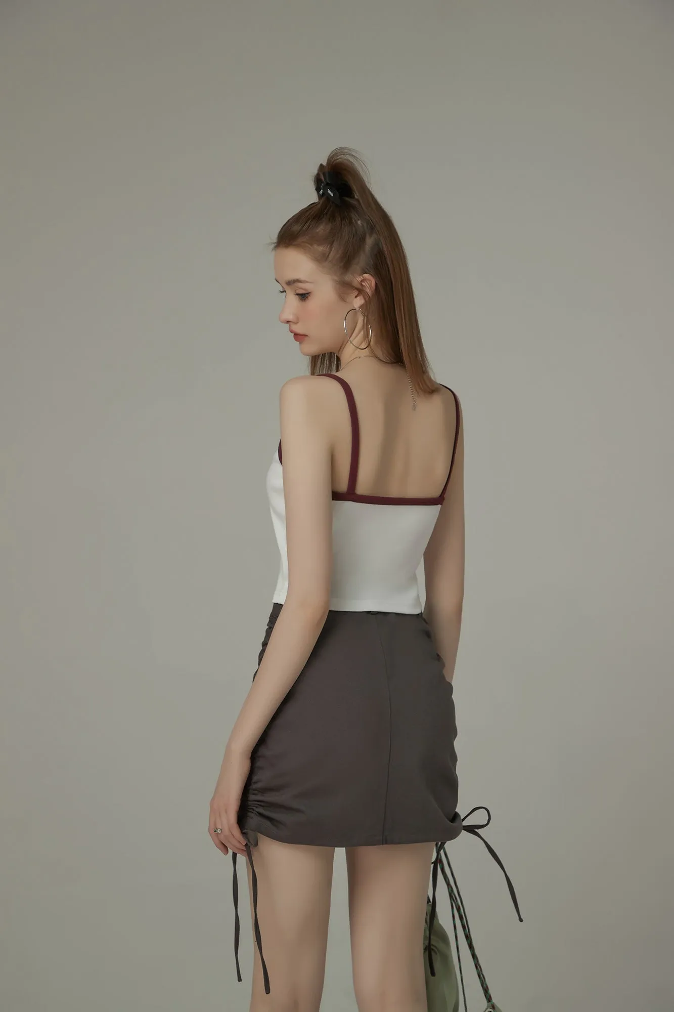 String Shirring Mini Skirt