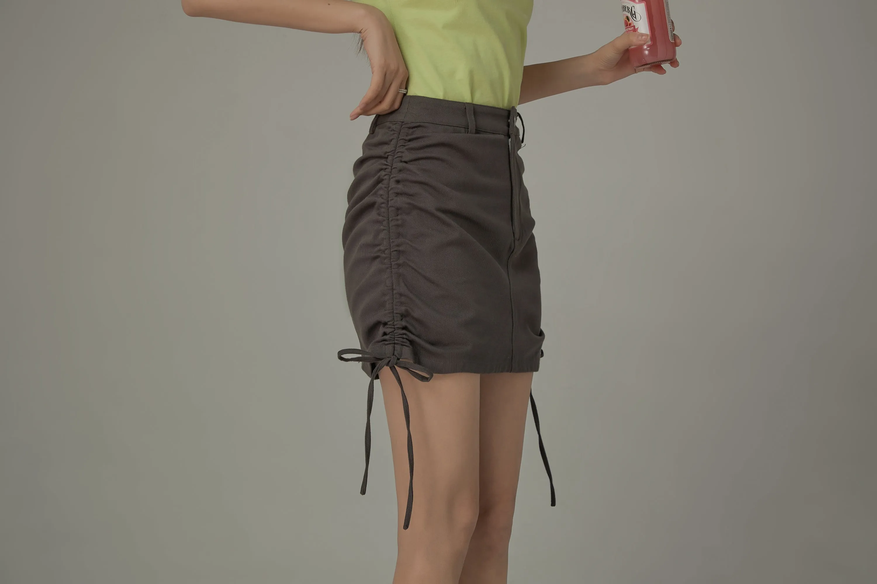 String Shirring Mini Skirt