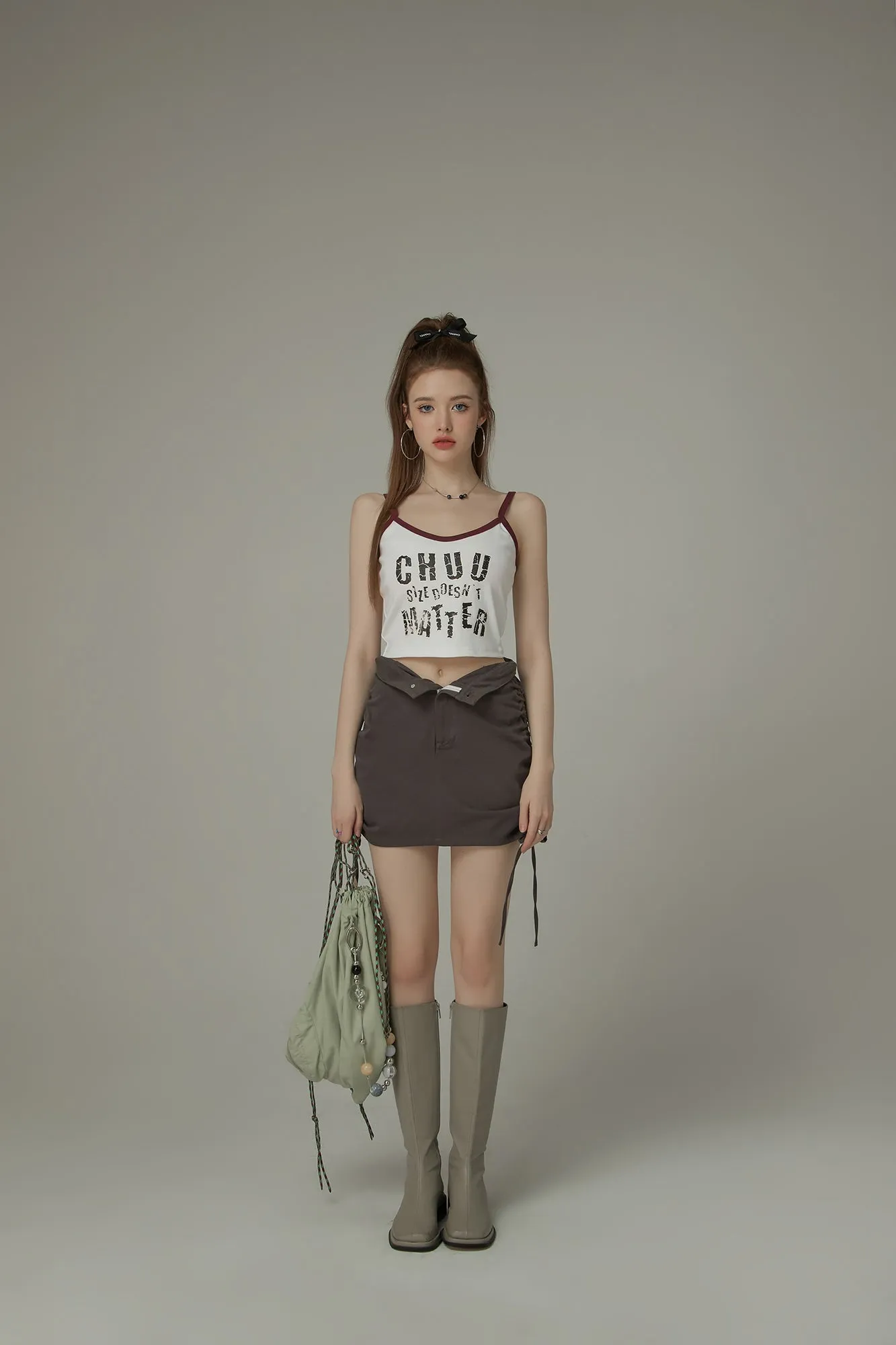 String Shirring Mini Skirt