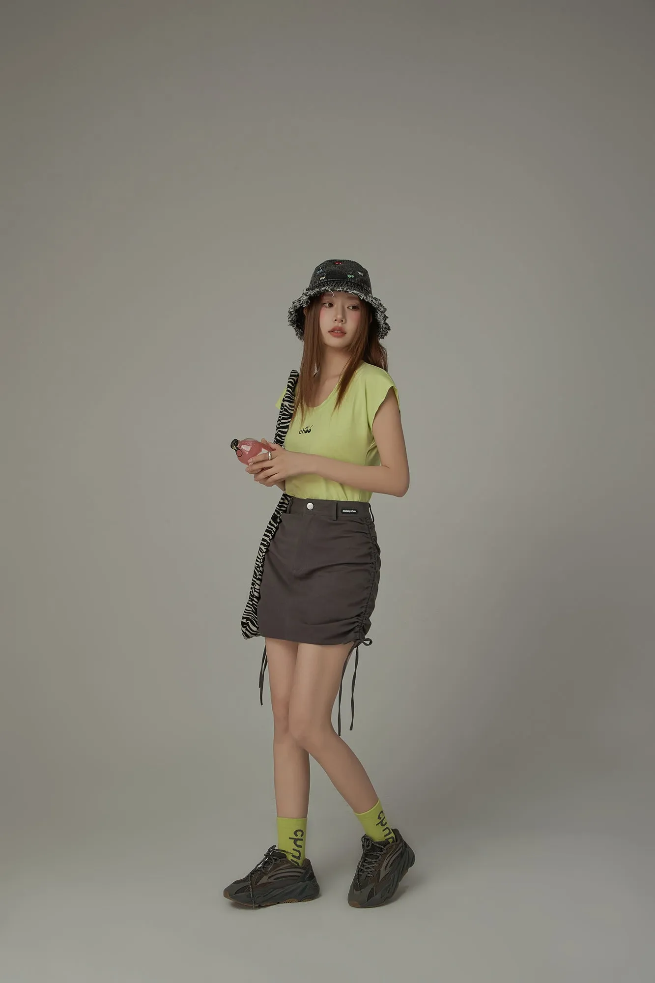 String Shirring Mini Skirt