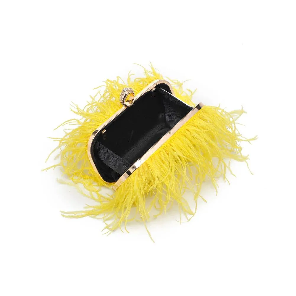 Suede Leather Bag with Feathers