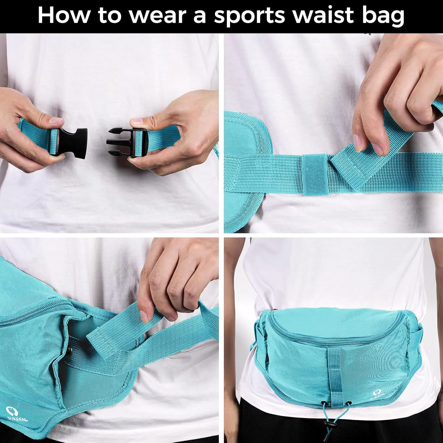 Sukeen Hiking Waist Packs Portable,Water Resistant Fanny Bag with Adjustable Strap For Outdoors Workout Traveling Cycling Dog Walking, Blue