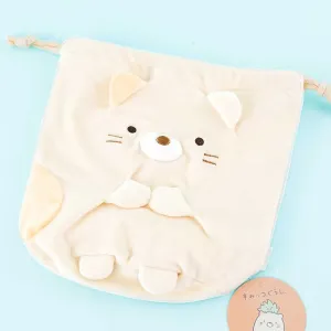 Sumikko Gurashi Fluffy Drawstring Pouch - Neko