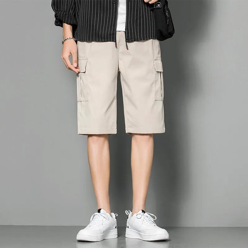 Summer Cotton Mid-Length Cargo Pants Youth Mid-Waist Straight Casual Trendy Men Camo Prints Korean Bermuda Shorts