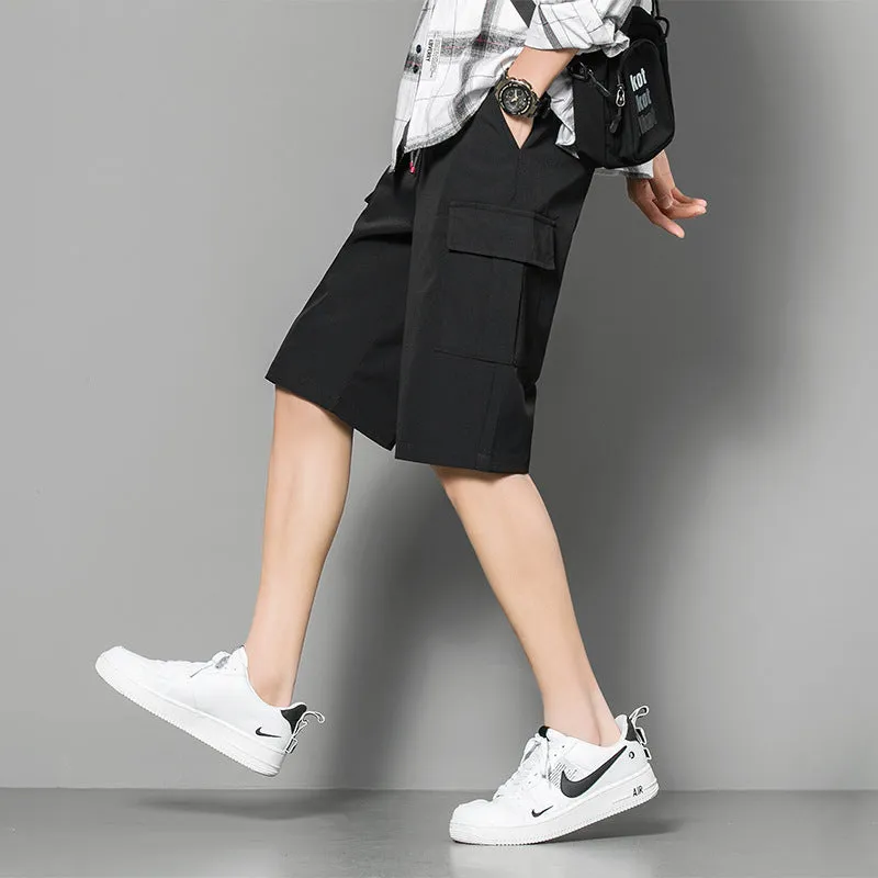 Summer Cotton Mid-Length Cargo Pants Youth Mid-Waist Straight Casual Trendy Men Camo Prints Korean Bermuda Shorts