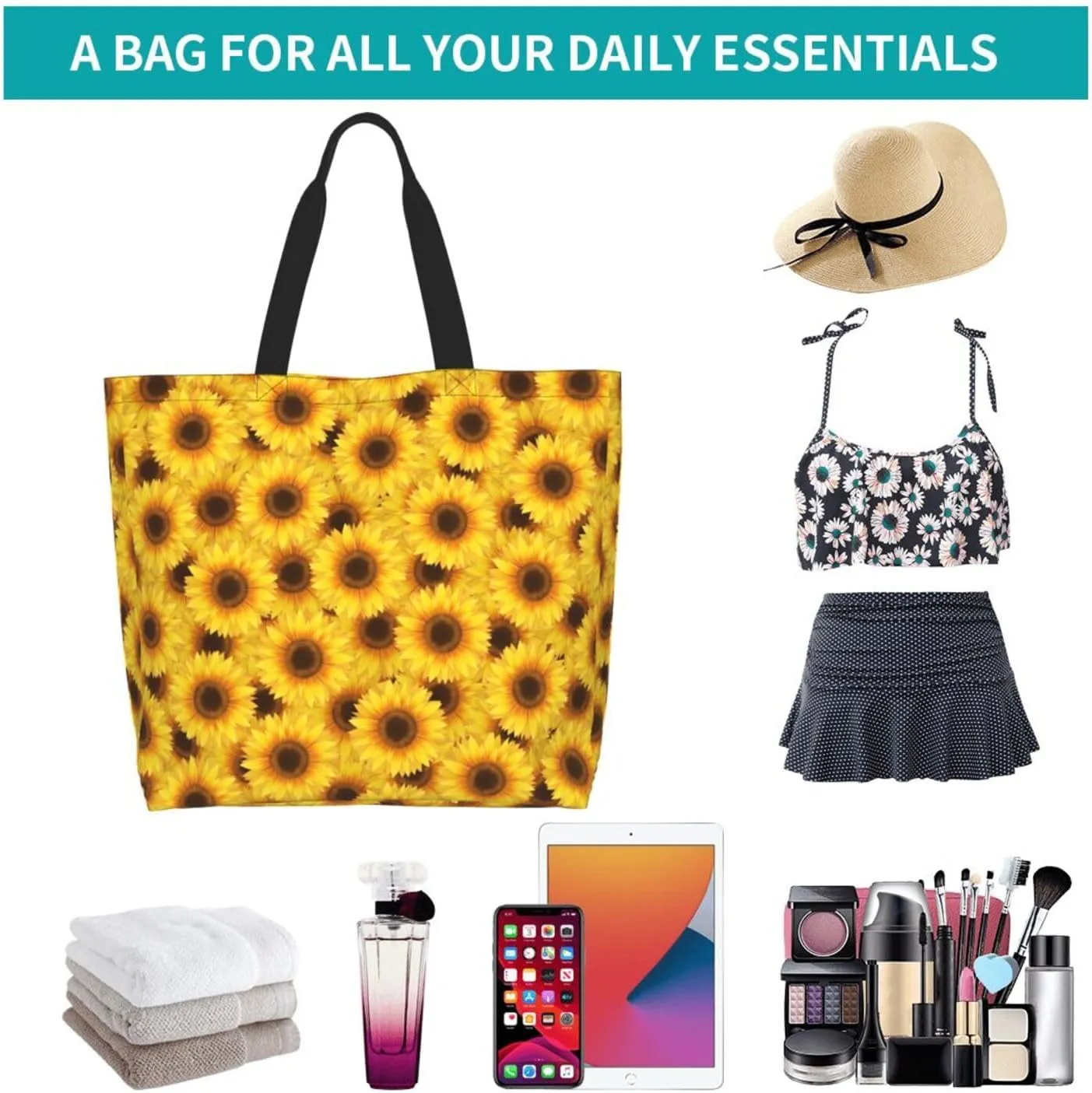 Sunflower Casual Daily Handbags Classic Style Shoulder Bags Women'S Large-Capacity Shoulder Shopping Bags Black
