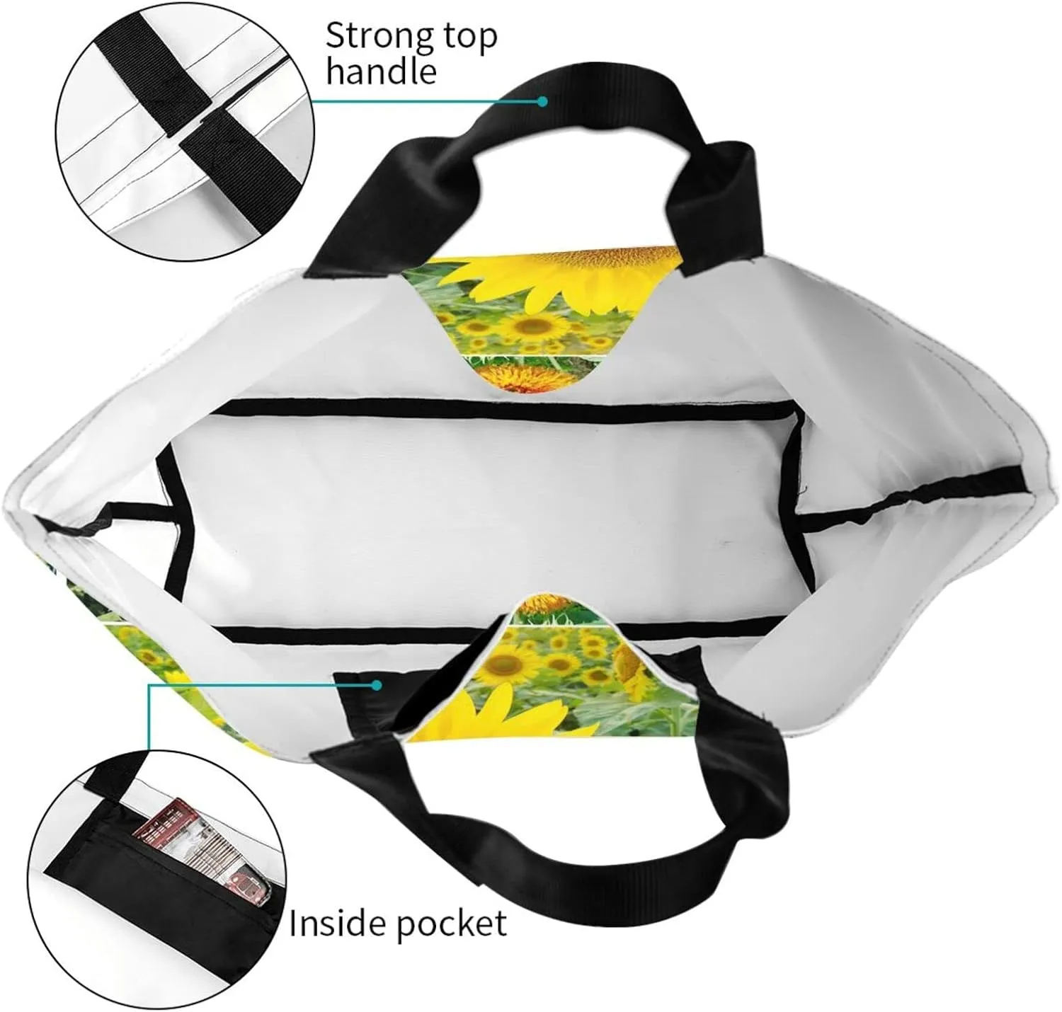 Sunflower Casual Daily Handbags Classic Style Shoulder Bags Women'S Large-Capacity Shoulder Shopping Bags Black