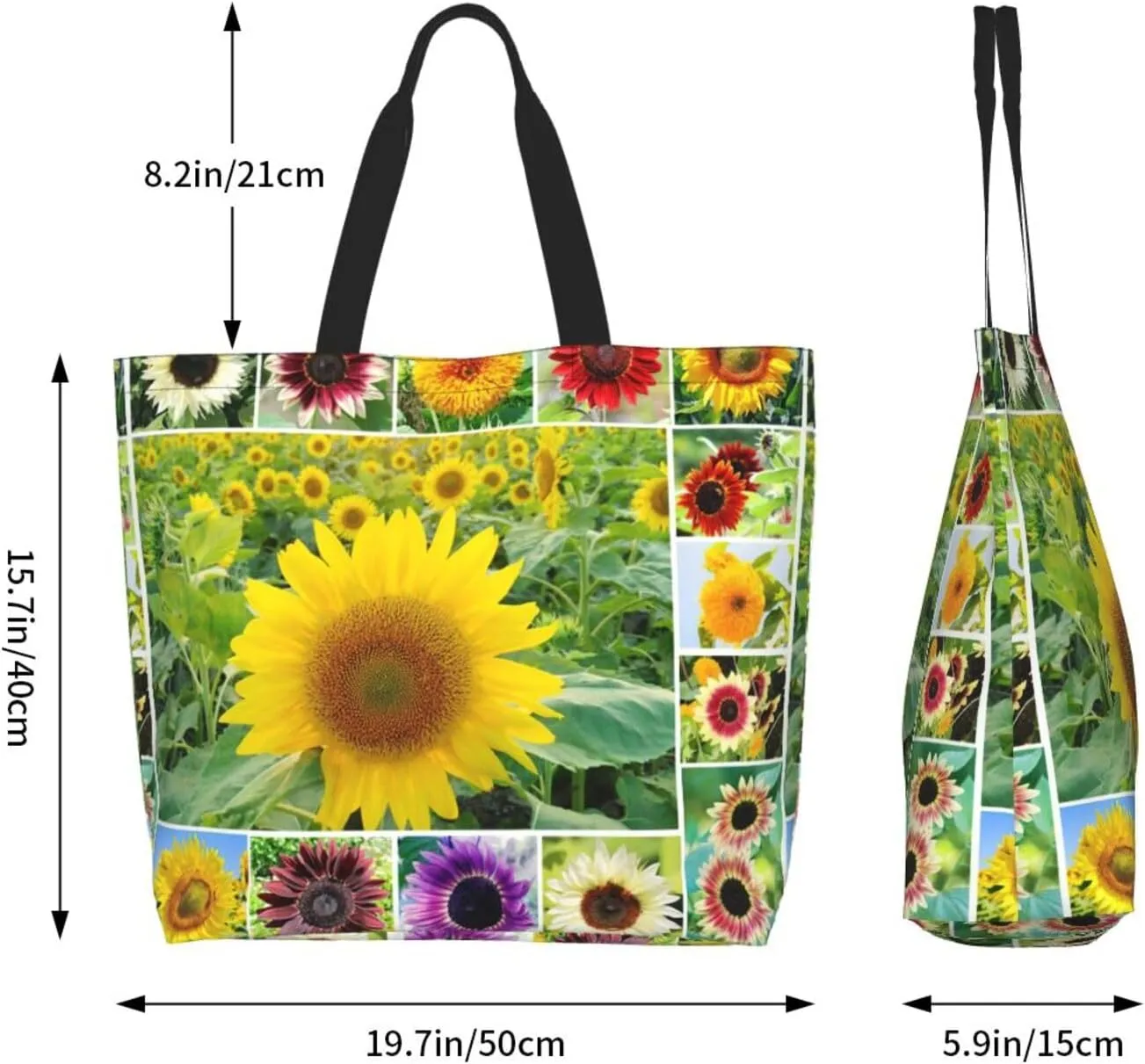 Sunflower Casual Daily Handbags Classic Style Shoulder Bags Women'S Large-Capacity Shoulder Shopping Bags Black