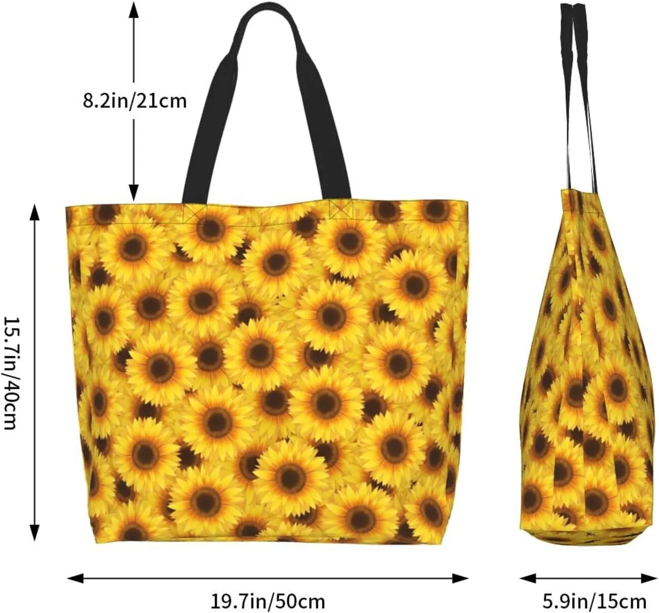 Sunflower Casual Daily Handbags Classic Style Shoulder Bags Women'S Large-Capacity Shoulder Shopping Bags Black