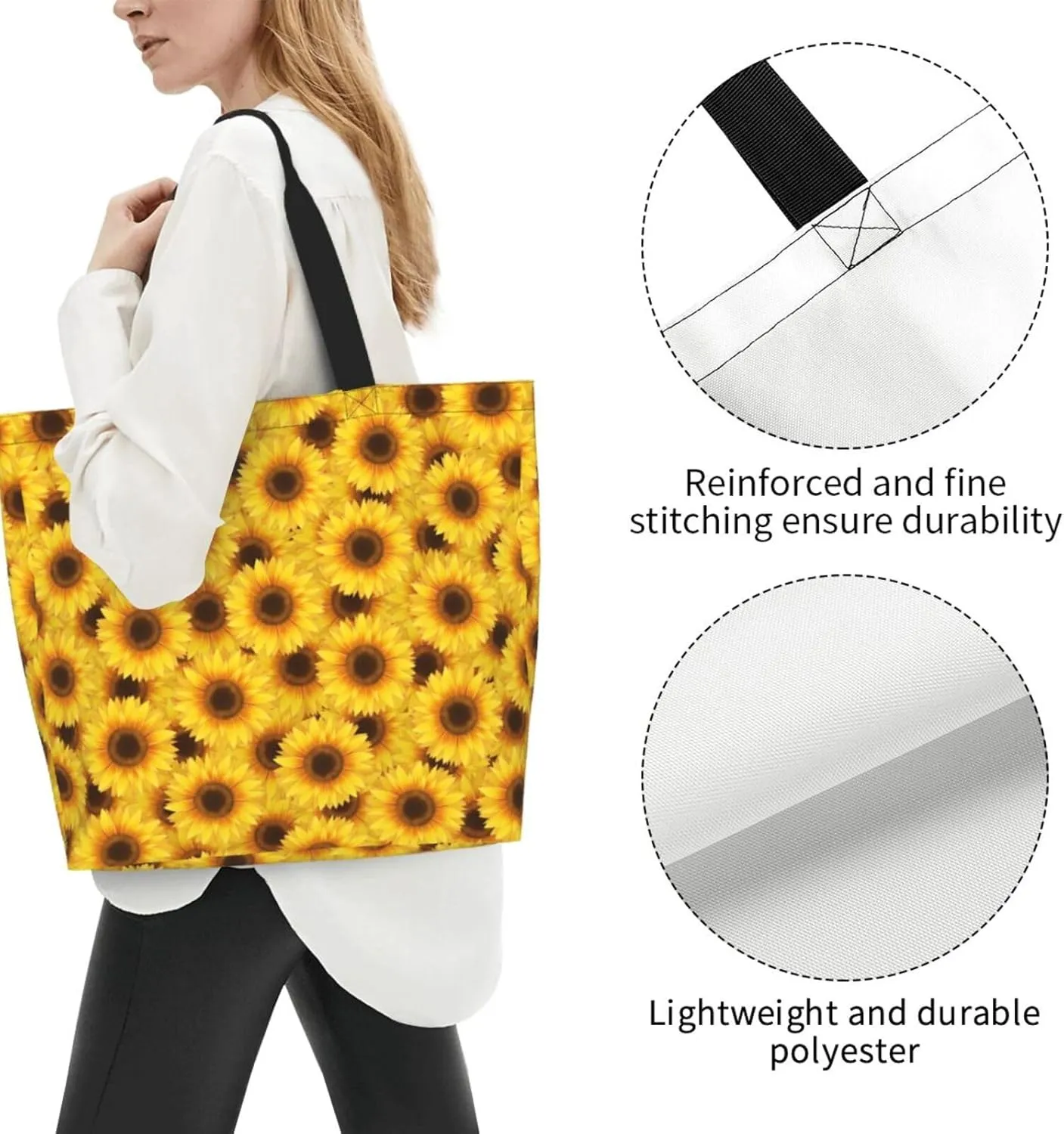 Sunflower Casual Daily Handbags Classic Style Shoulder Bags Women'S Large-Capacity Shoulder Shopping Bags Black