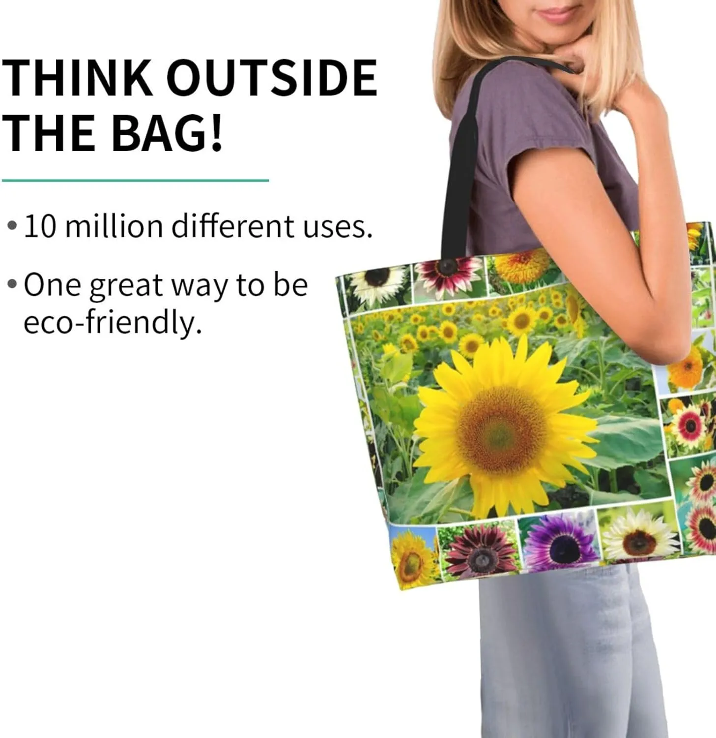 Sunflower Casual Daily Handbags Classic Style Shoulder Bags Women'S Large-Capacity Shoulder Shopping Bags Black