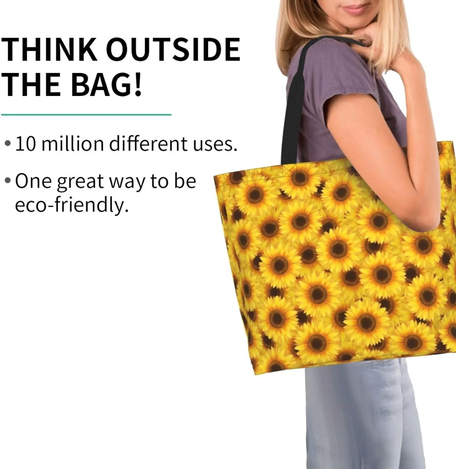Sunflower Casual Daily Handbags Classic Style Shoulder Bags Women'S Large-Capacity Shoulder Shopping Bags Black