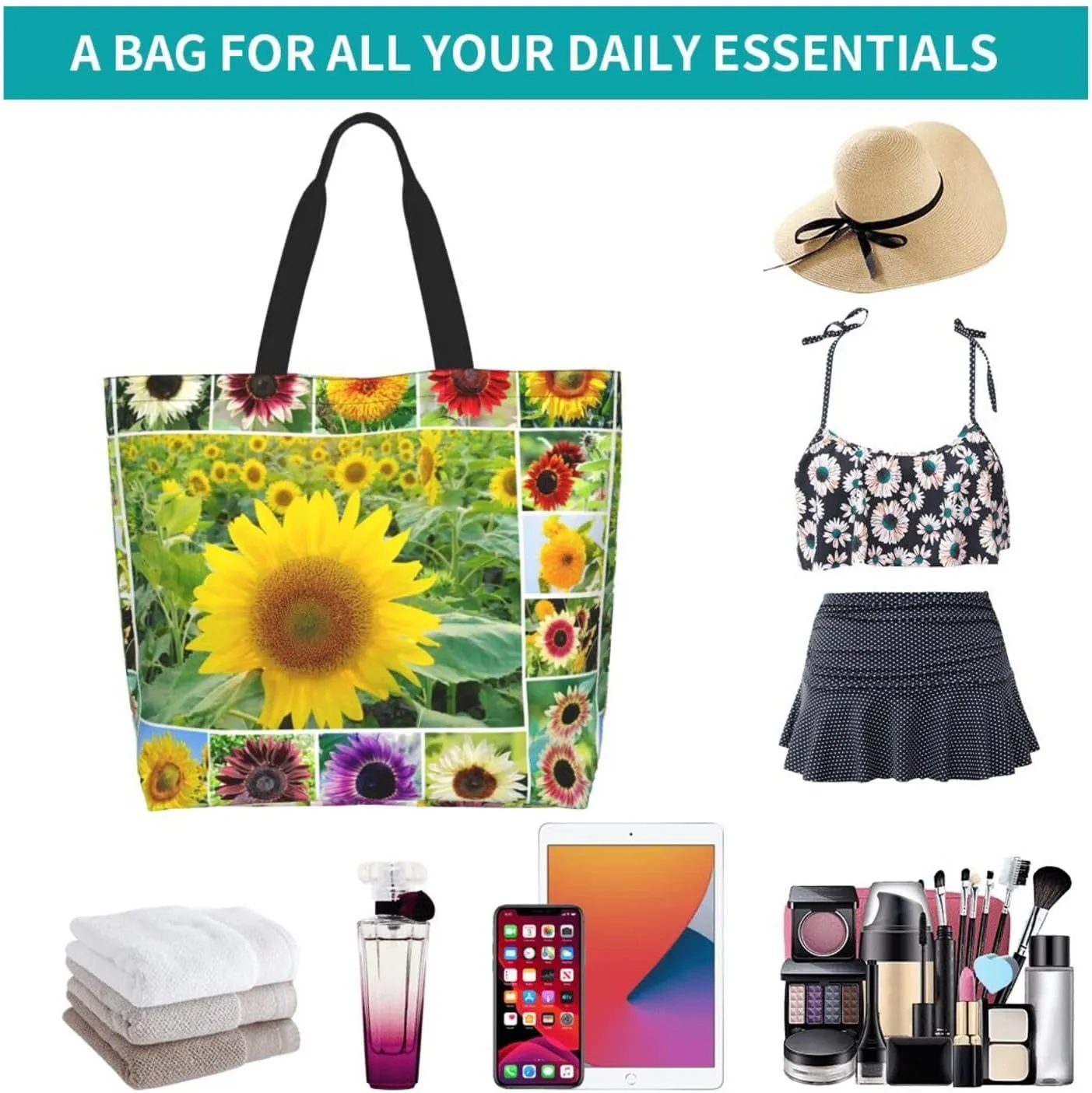 Sunflower Casual Daily Handbags Classic Style Shoulder Bags Women'S Large-Capacity Shoulder Shopping Bags Black