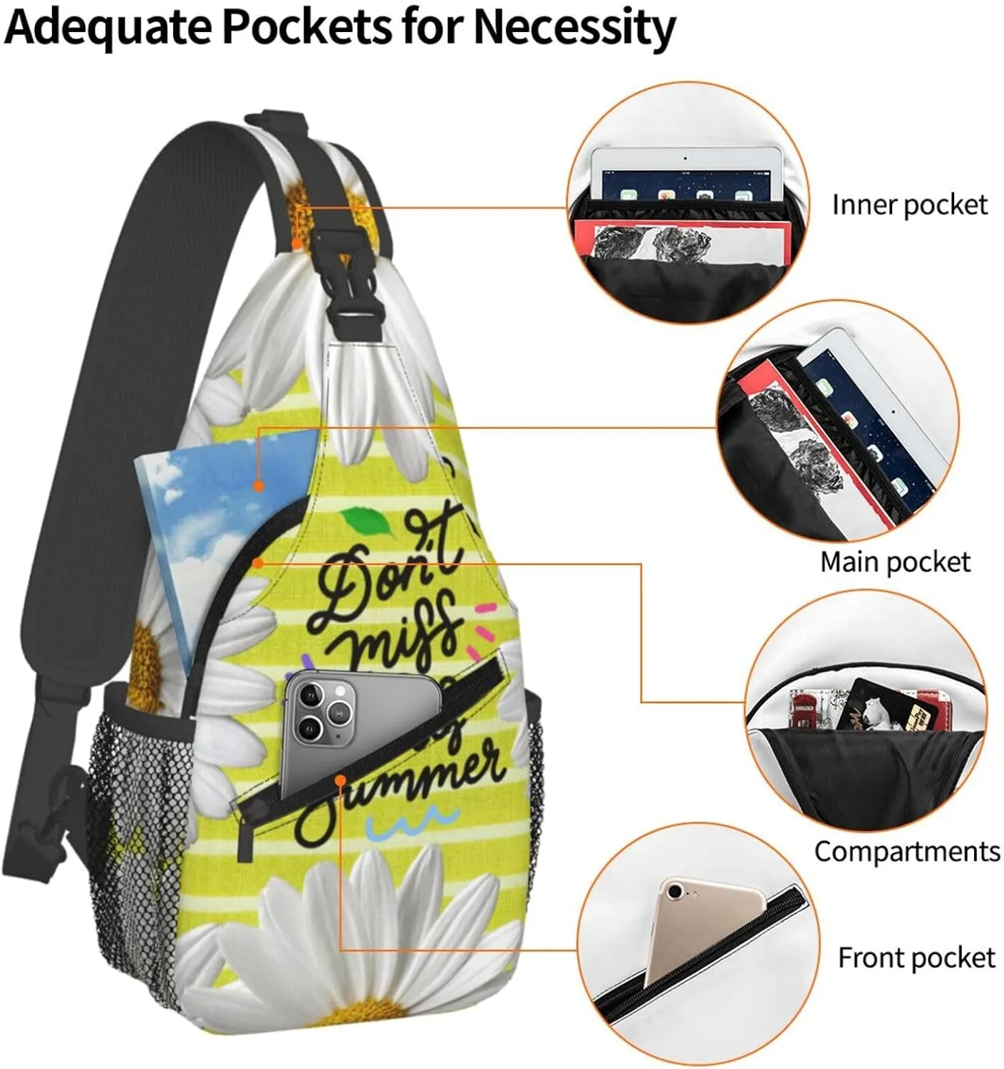 Sunflower Chest Bags Crossbody Sling Bag Shoulder Bag Travel Hiking Daypack For Men Women